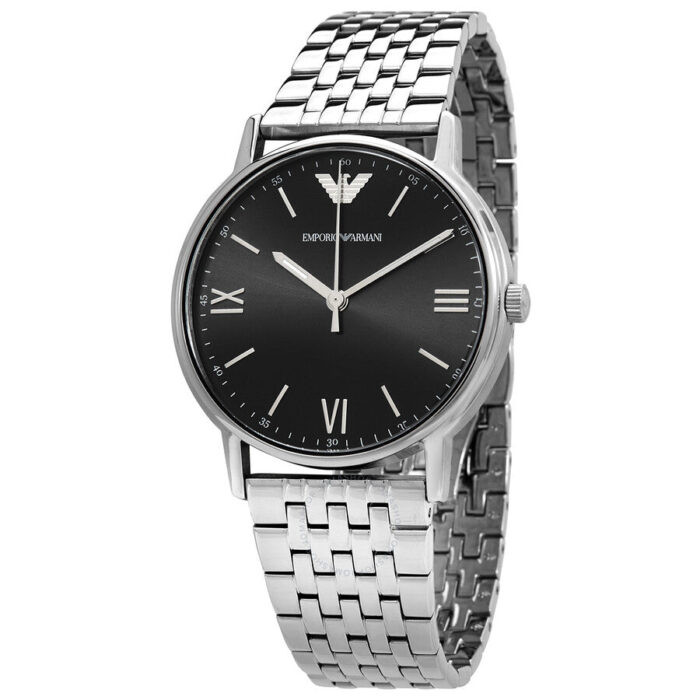 Emporio Armani Kappa Black Dial Silver Steel Strap Watch For Men - AR11152 - Image 8